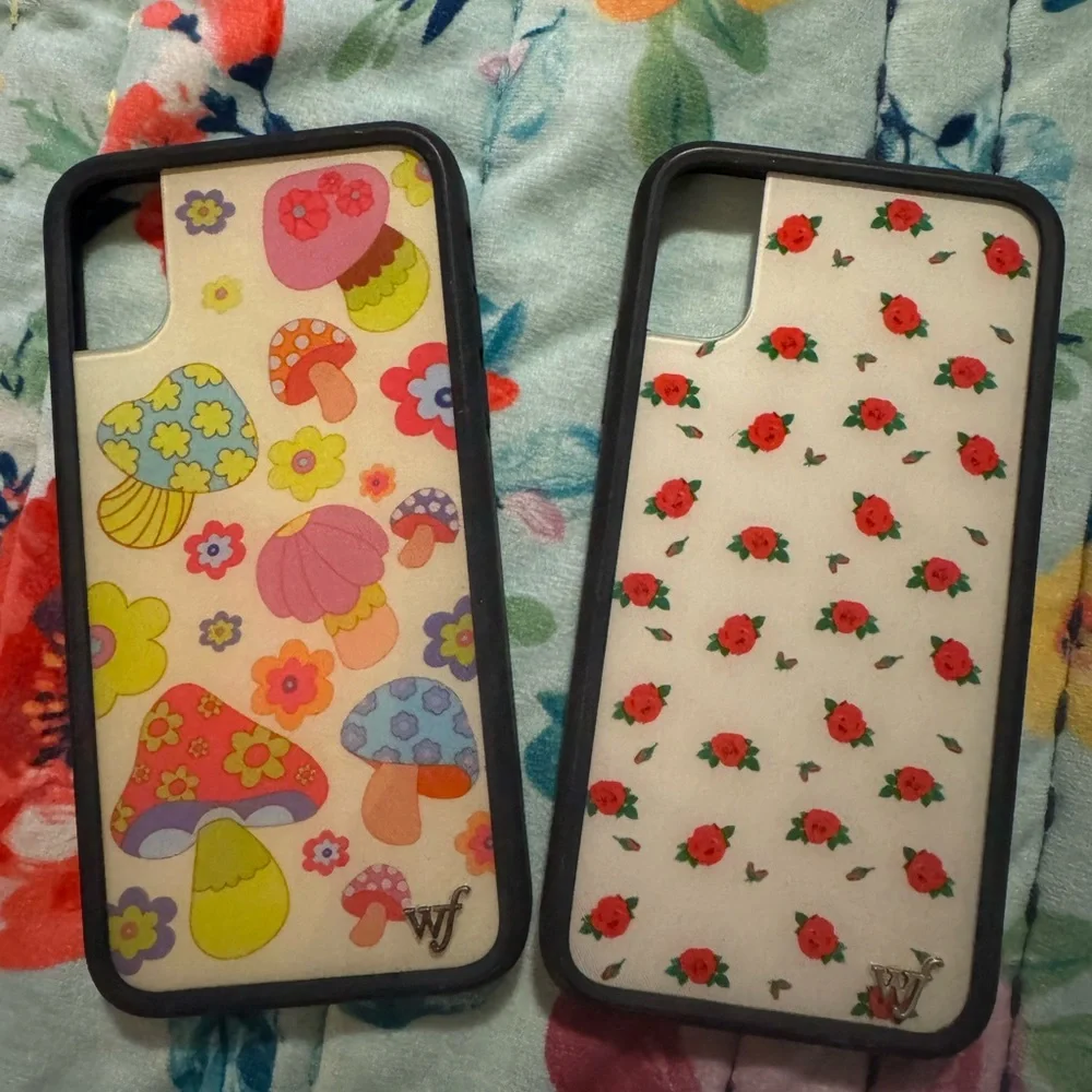 Bundle of Two Wildflower Phone Cases Roses Mushrooms